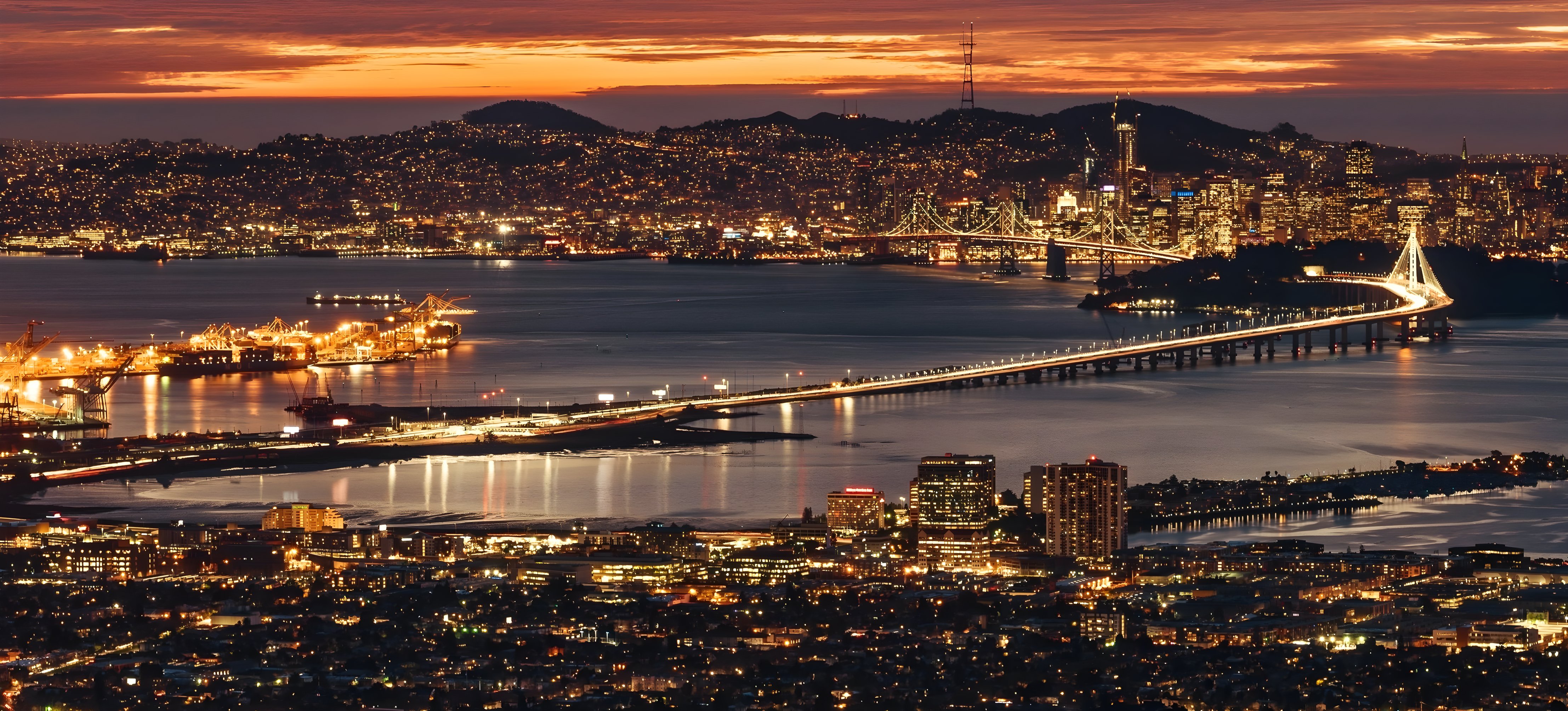 San Francisco Bay skyline at night