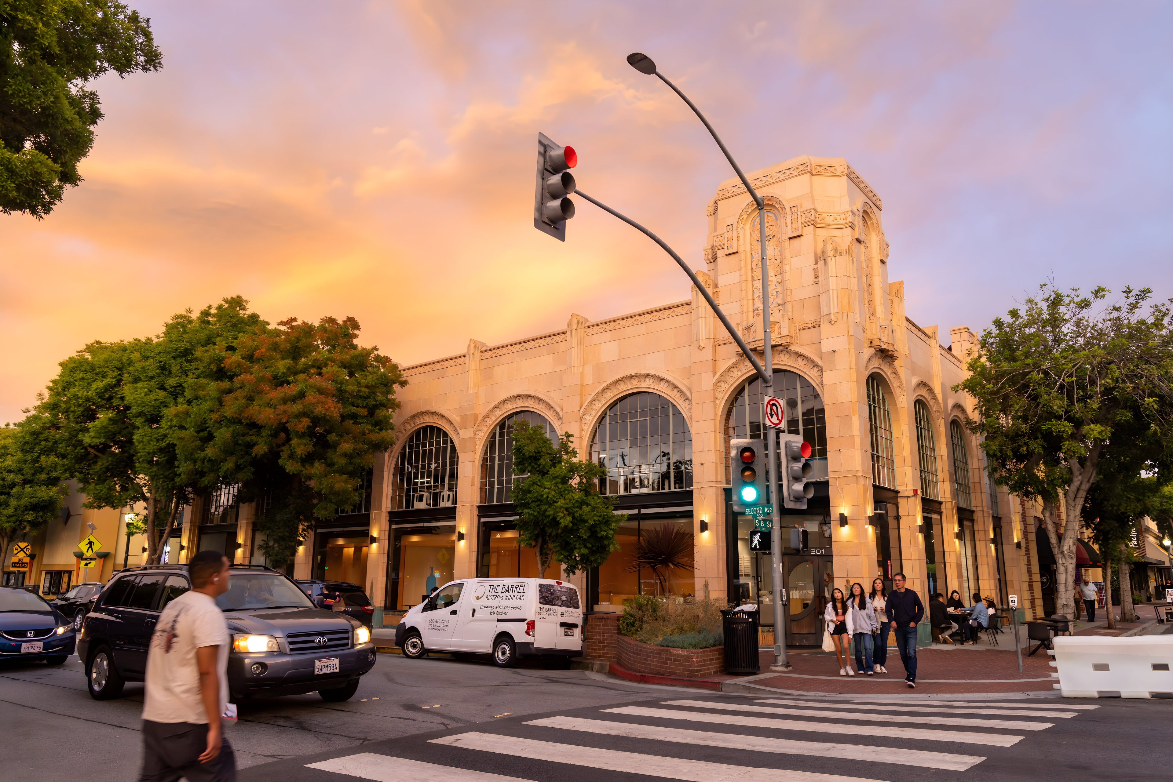 Downtown San Mateo at sunset